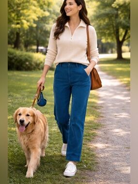 G/FORE  Jeans High Rise Corduroy Pants Womens Size 4 Turquoise Straight Cut NWT